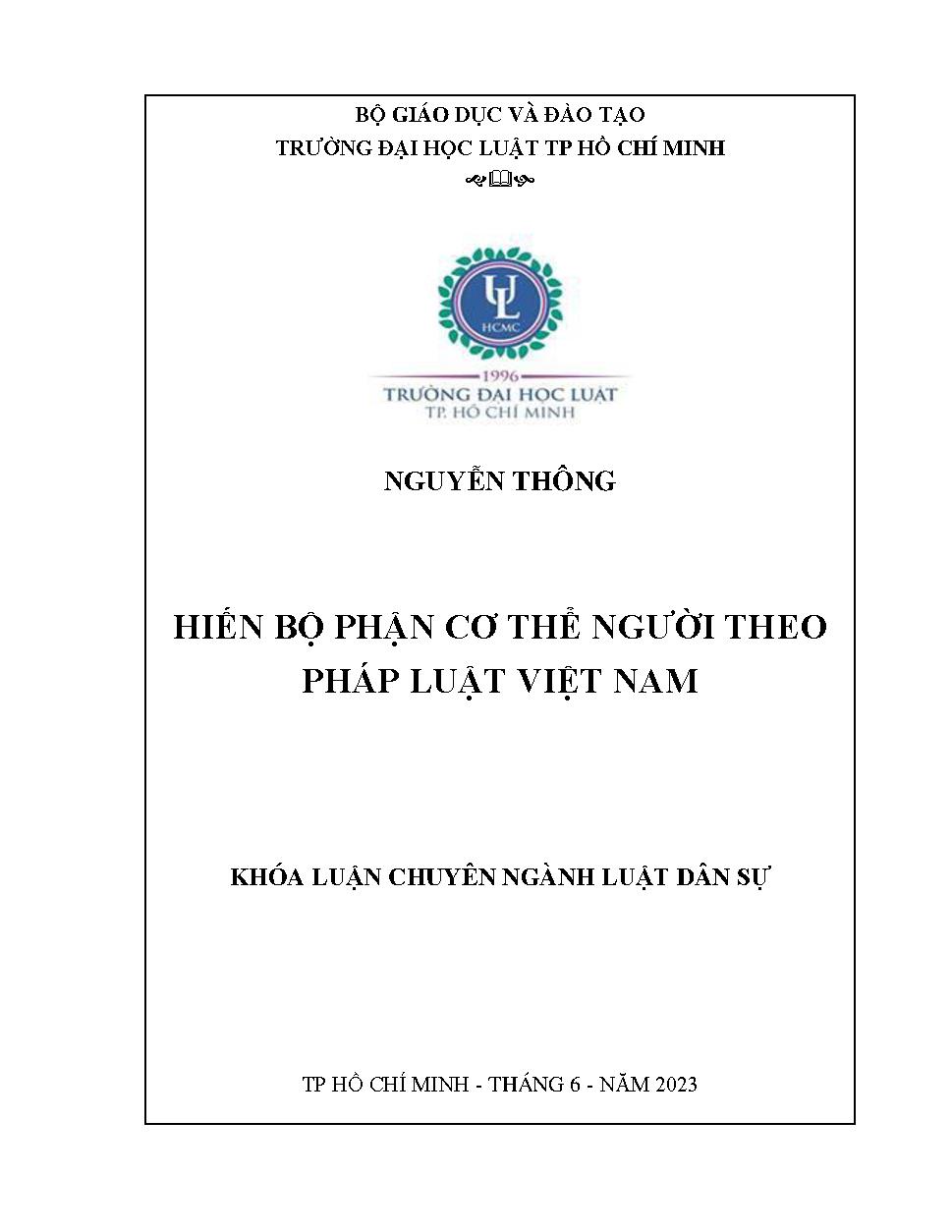 Hiến bộ phận cơ thể người theo pháp luật Việt Nam