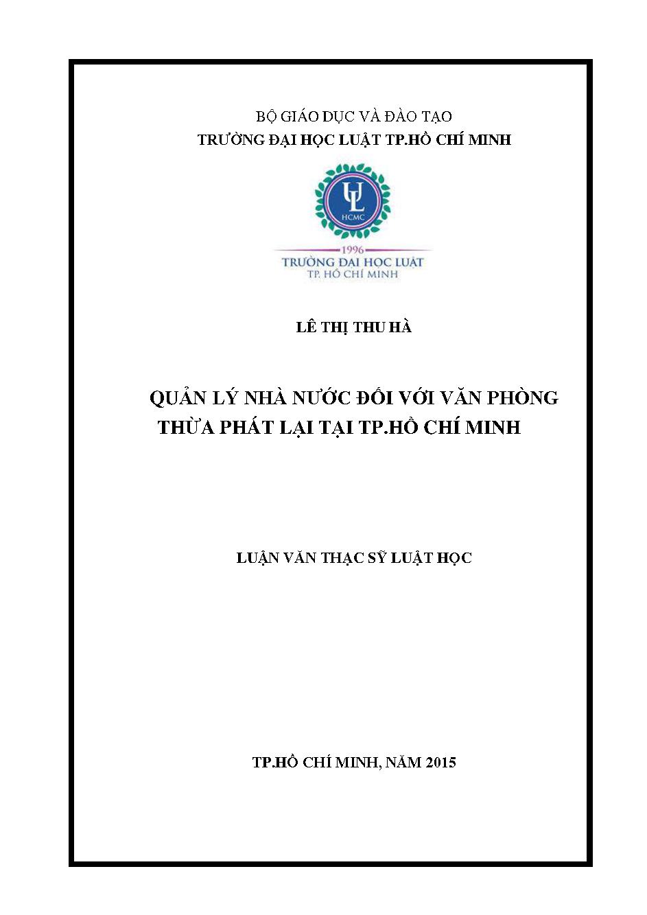 Quản lý nhà nước đối với văn phòng thừa phát lại tại Tp. Hồ Chí Minh