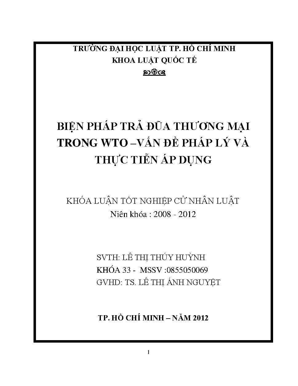 Biện pháp trả đũa thương mại trong WTO - vấn đề pháp lý và thực tiễn áp dụng