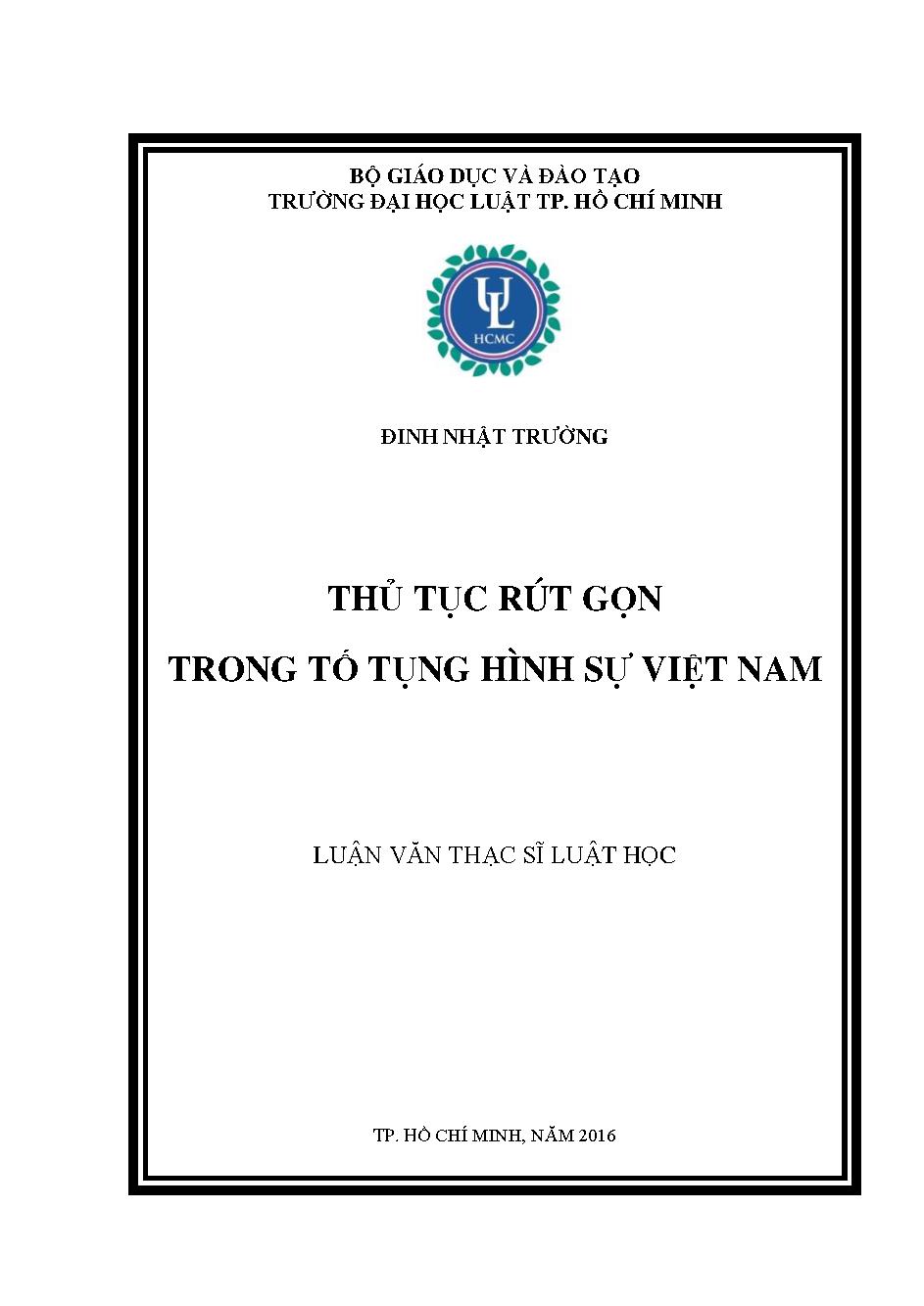 Thủ tục rút gọn trong tố tụng hình sự Việt Nam