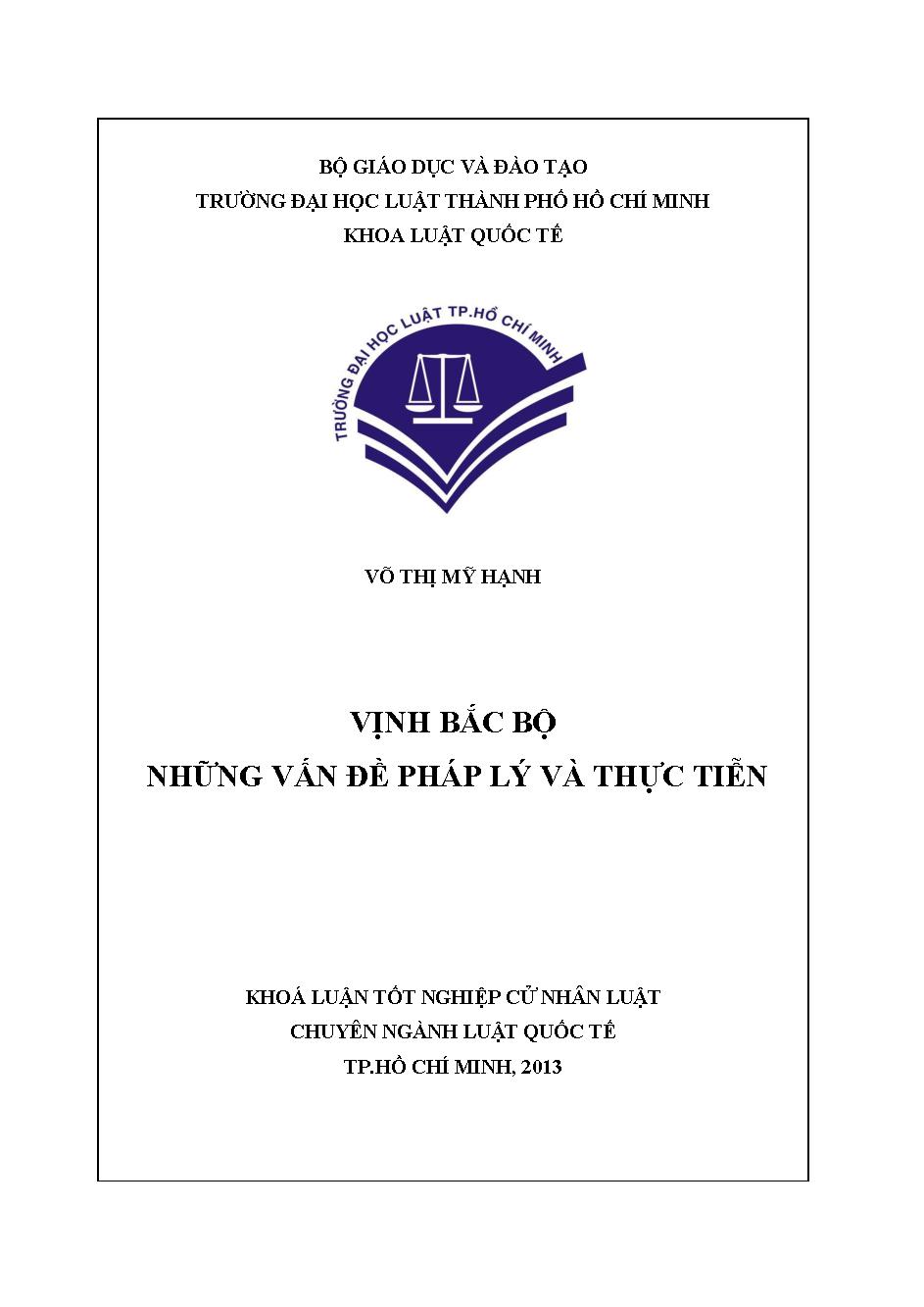 Vịnh Bắc Bộ : Những vấn đề pháp lý và thực tiễn