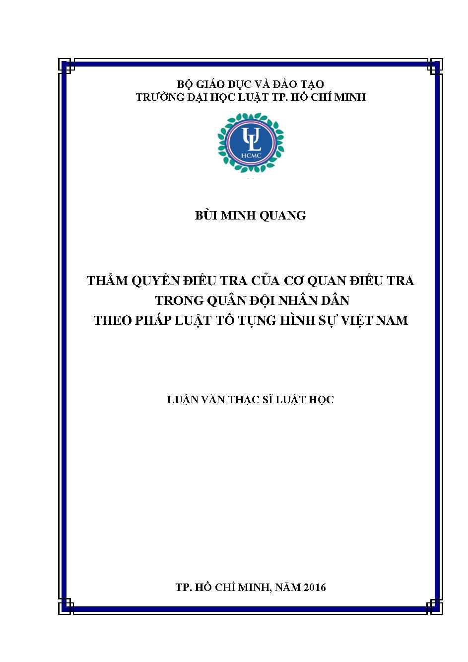 Thẩm quyền điều tra của cơ quan điều tra trong quân đội nhân dân theo pháp luật tố tụng hình sự Việt Nam