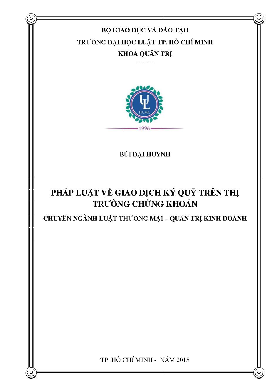 Pháp luật về giao dịch ký quỹ trên thị trường chứng khoán