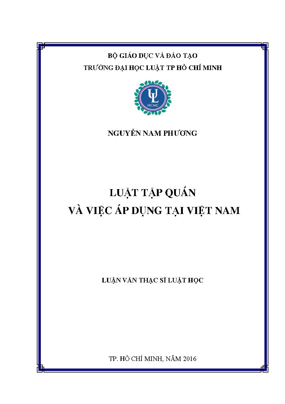 Luật tập quán và việc áp dụng tại Việt Nam