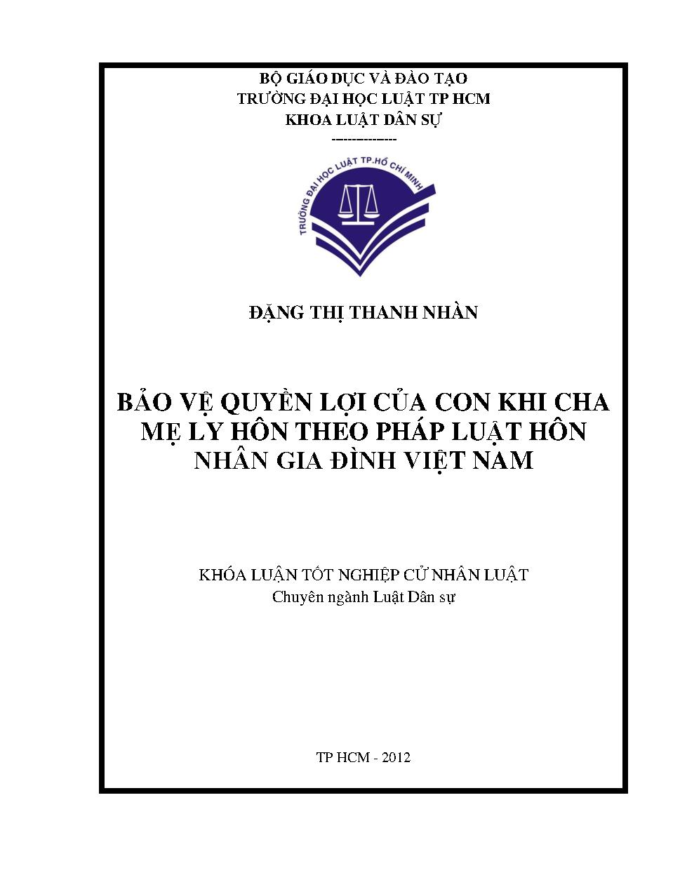 Bảo vệ quyền lợi của con khi cha mẹ ly hôn theo pháp luật hôn nhân gia đình Việt Nam