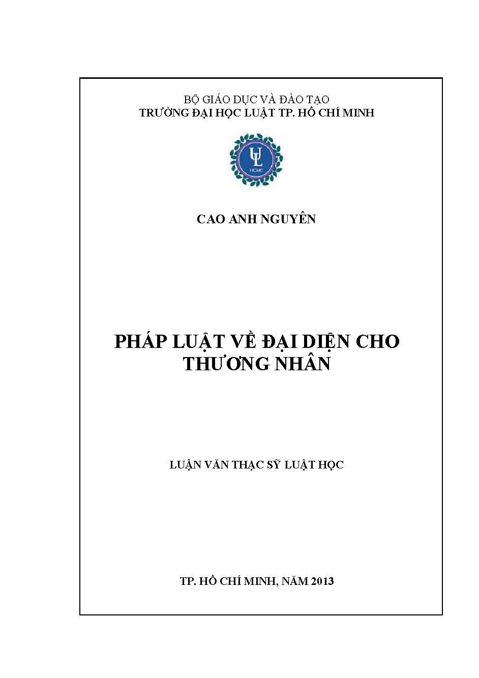 Pháp luật về đại diện cho thương nhân