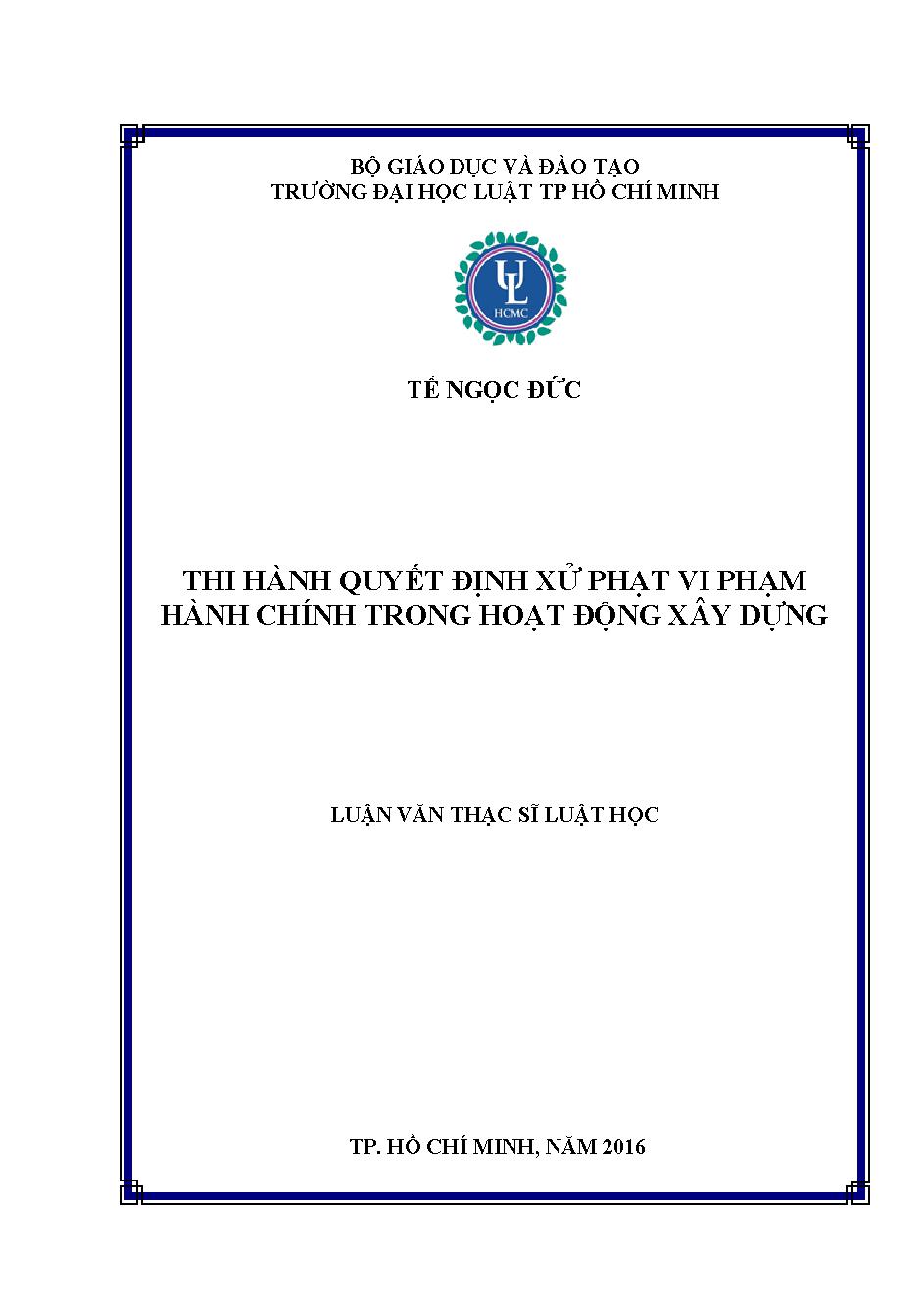 Thi hành quyết định xử phạt vi phạm hành chính trong hoạt động xây dựng