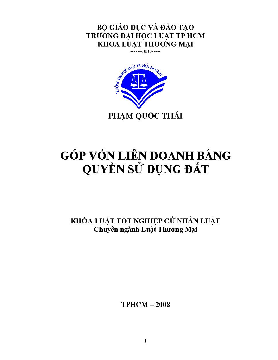 Góp vốn liên doanh bằng quyền sử dụng đất