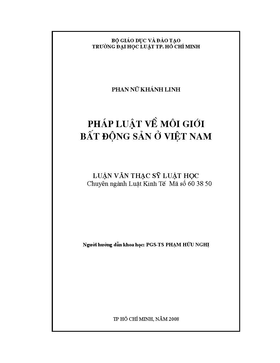 Pháp luật về môi giới bất động sản ở Việt Nam
