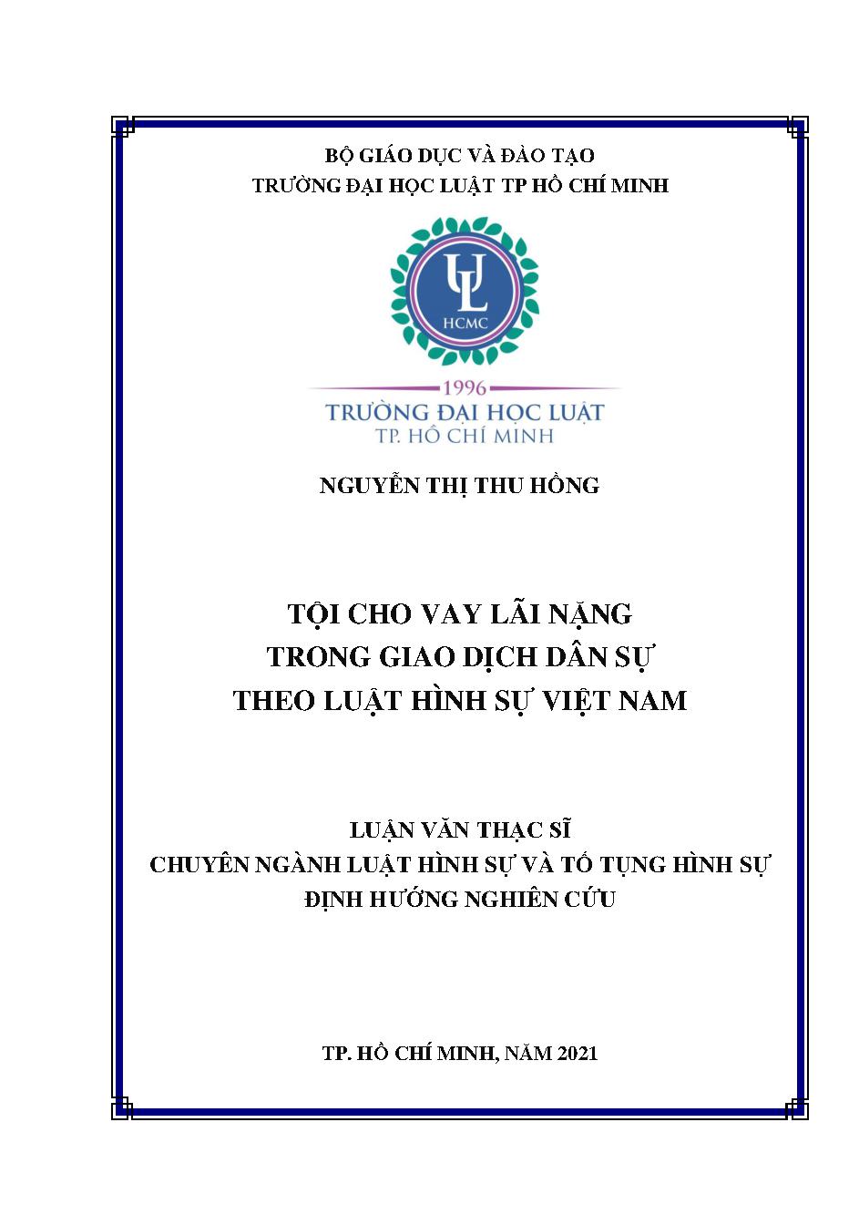 Tội cho vay lãi nặng trong giao dịch dân sự theo luật hình sự Việt Nam