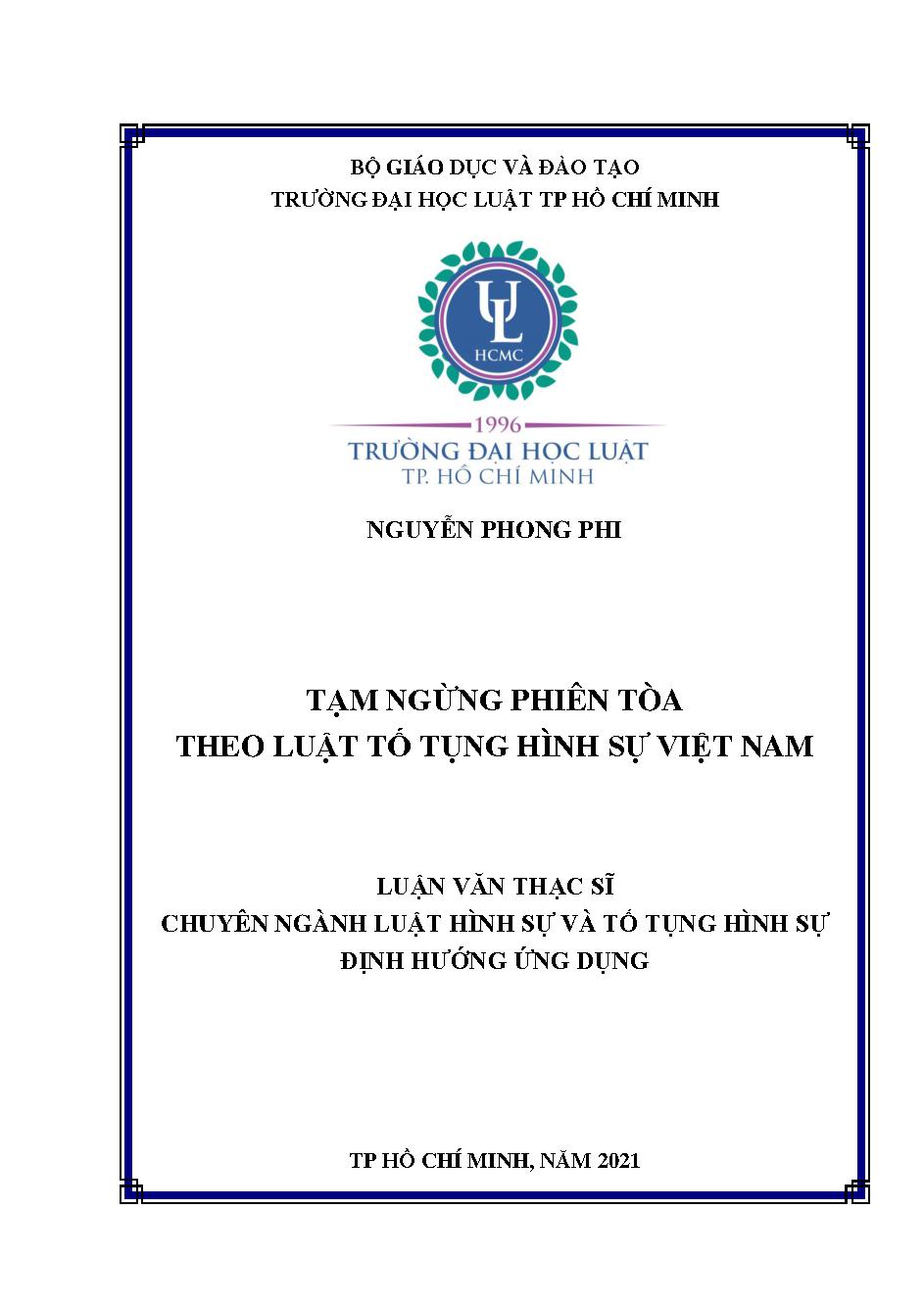 Tạm ngừng phiên tòa theo luật tố tụng hình sự Việt Nam