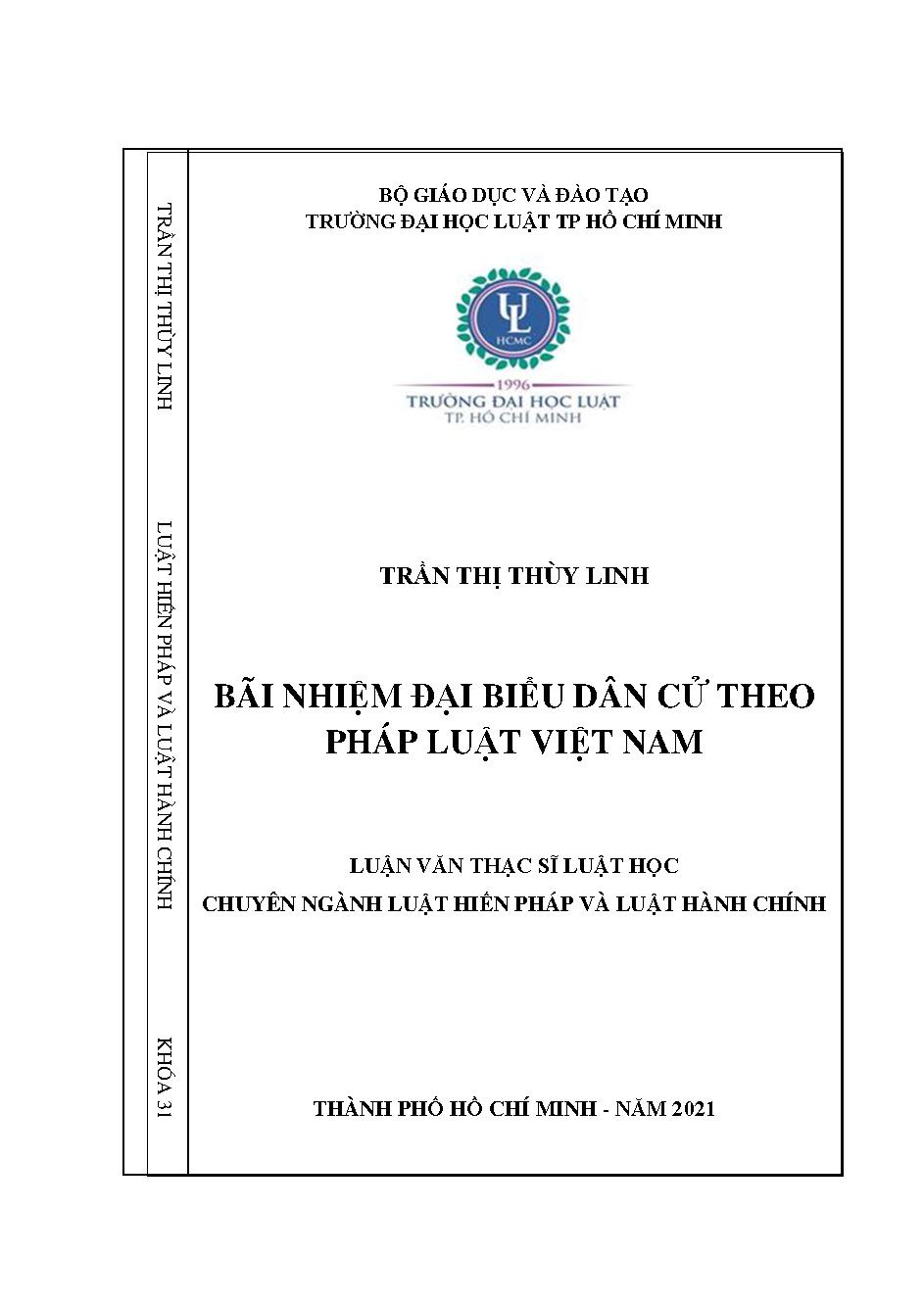Bãi nhiệm đại biểu dân cử theo pháp luật Việt Nam