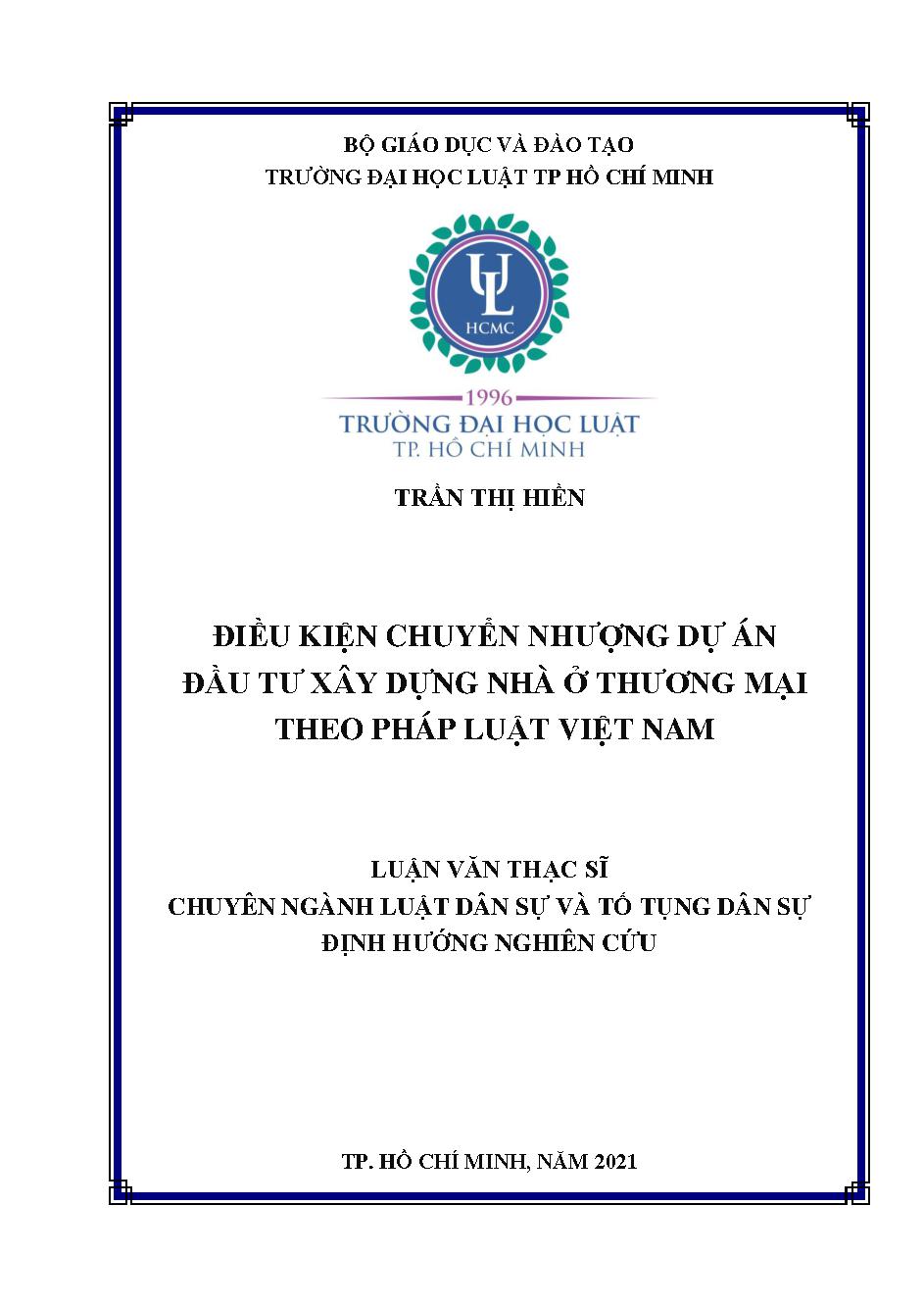 Điều kiện chuyển nhượng dự án đầu tư xây dựng nhà ở thương mại theo pháp luật Việt Nam