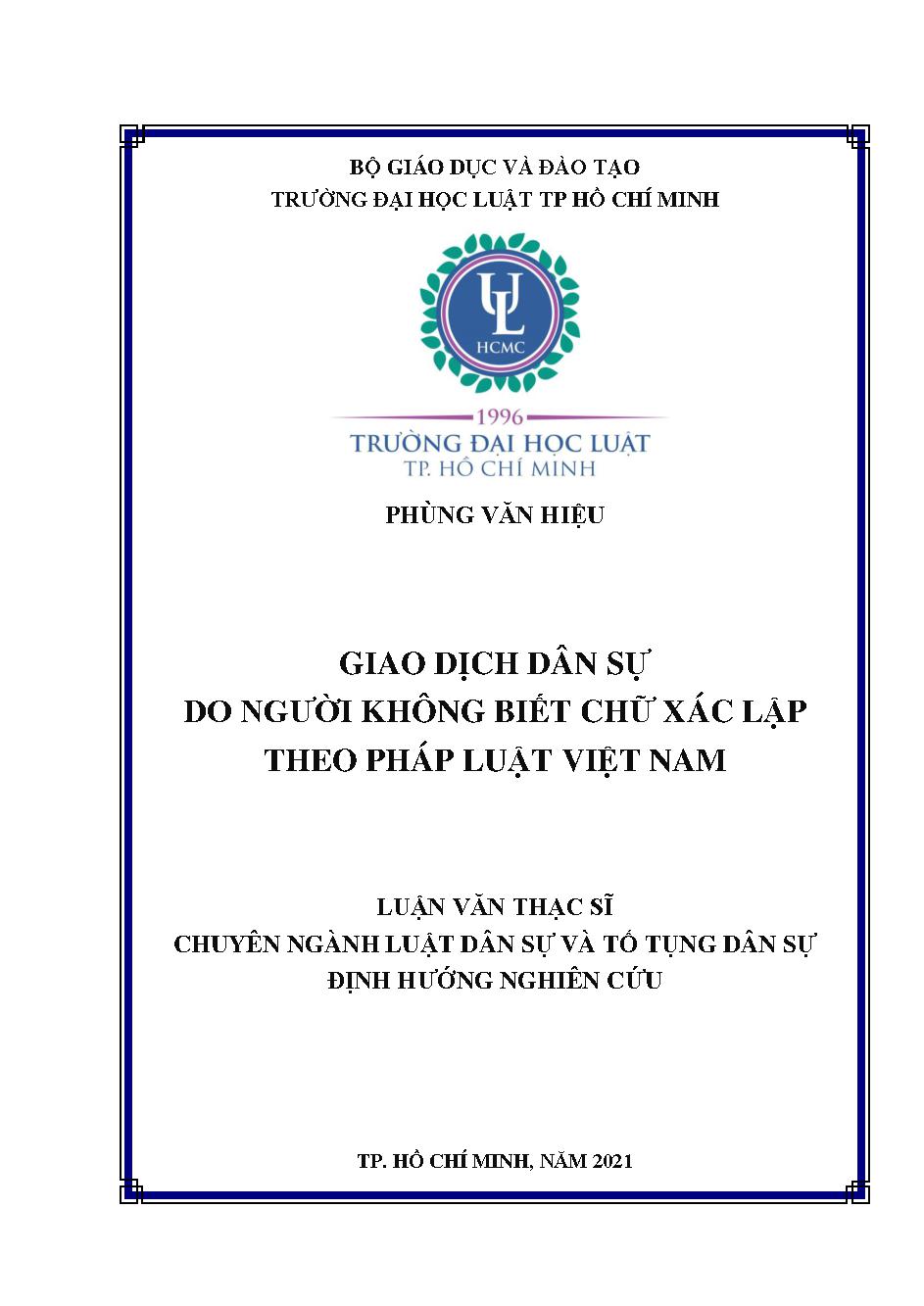 Giao dịch dân sự do người không biết chữ xác lập theo pháp luật Việt Nam