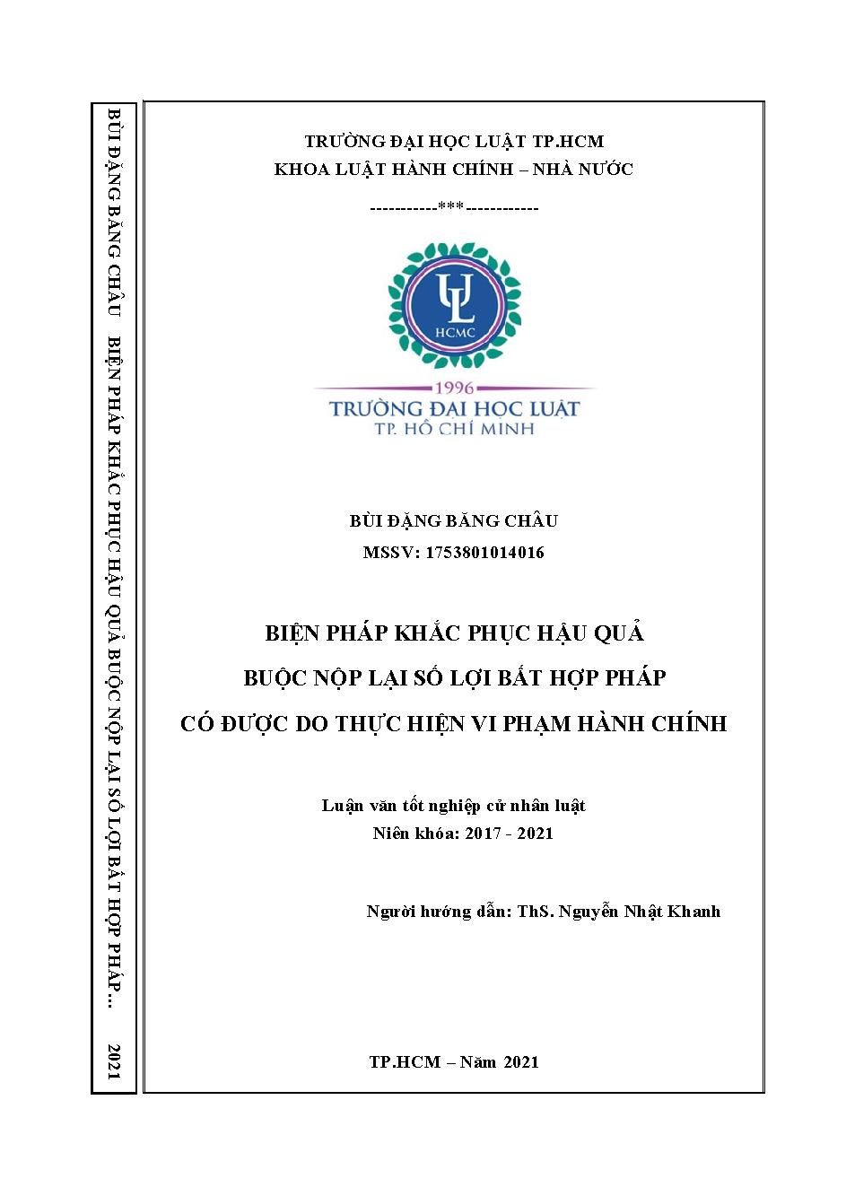 Biện pháp khắc phục hậu quả buộc nộp lại số lợi bất hợp pháp có được do thực hiện vi phạm hành chính