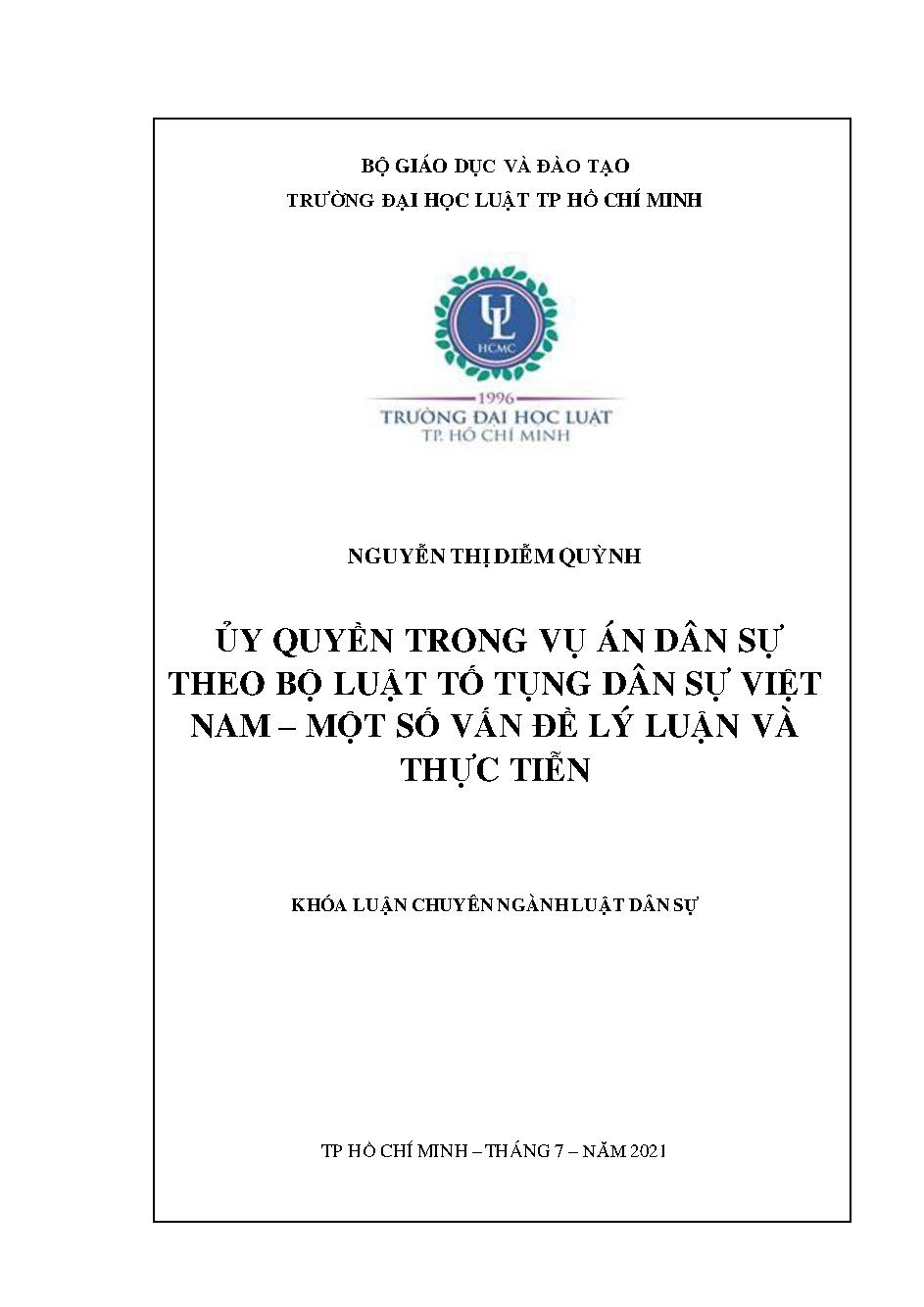 Ủy quyền trong vụ án dân sự theo Bộ luật tố tụng dân sự Việt Nam - Một số vấn đề lý luận và thực tiễn