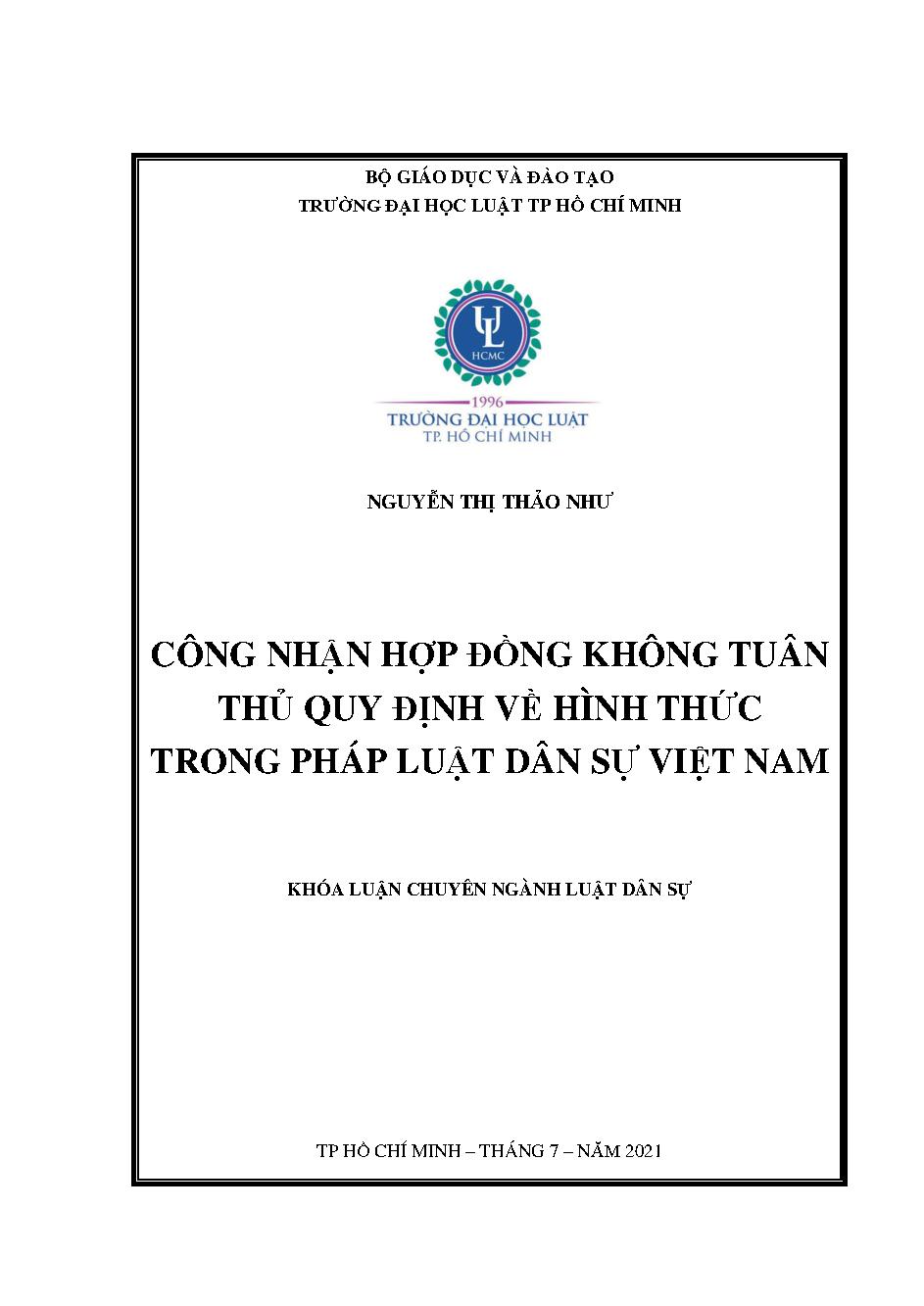 Công nhận hợp đồng không tuân thủ quy định về hình thức trong pháp luật dân sự Việt Nam