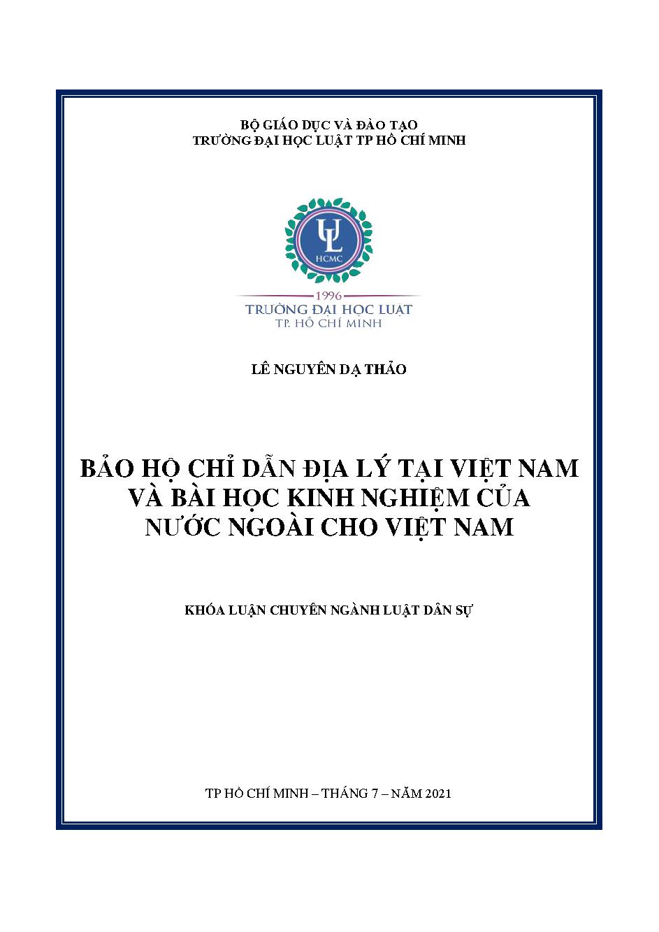 Bảo hộ chỉ dẫn địa lý tại Việt Nam và bài học kinh nghiệm của nước ngoài cho Việt Nam