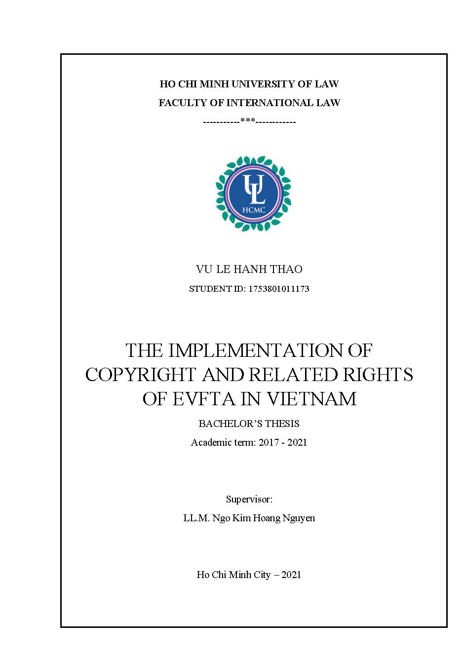 The implementation of copyright anh related rights of evfta in VietNam Bachelor's thesis