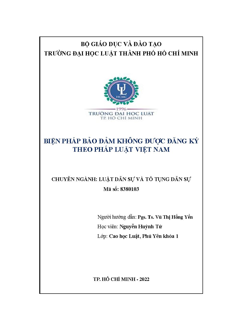 Biện pháp bảo đảm không được đăng ký theo pháp luật Việt Nam