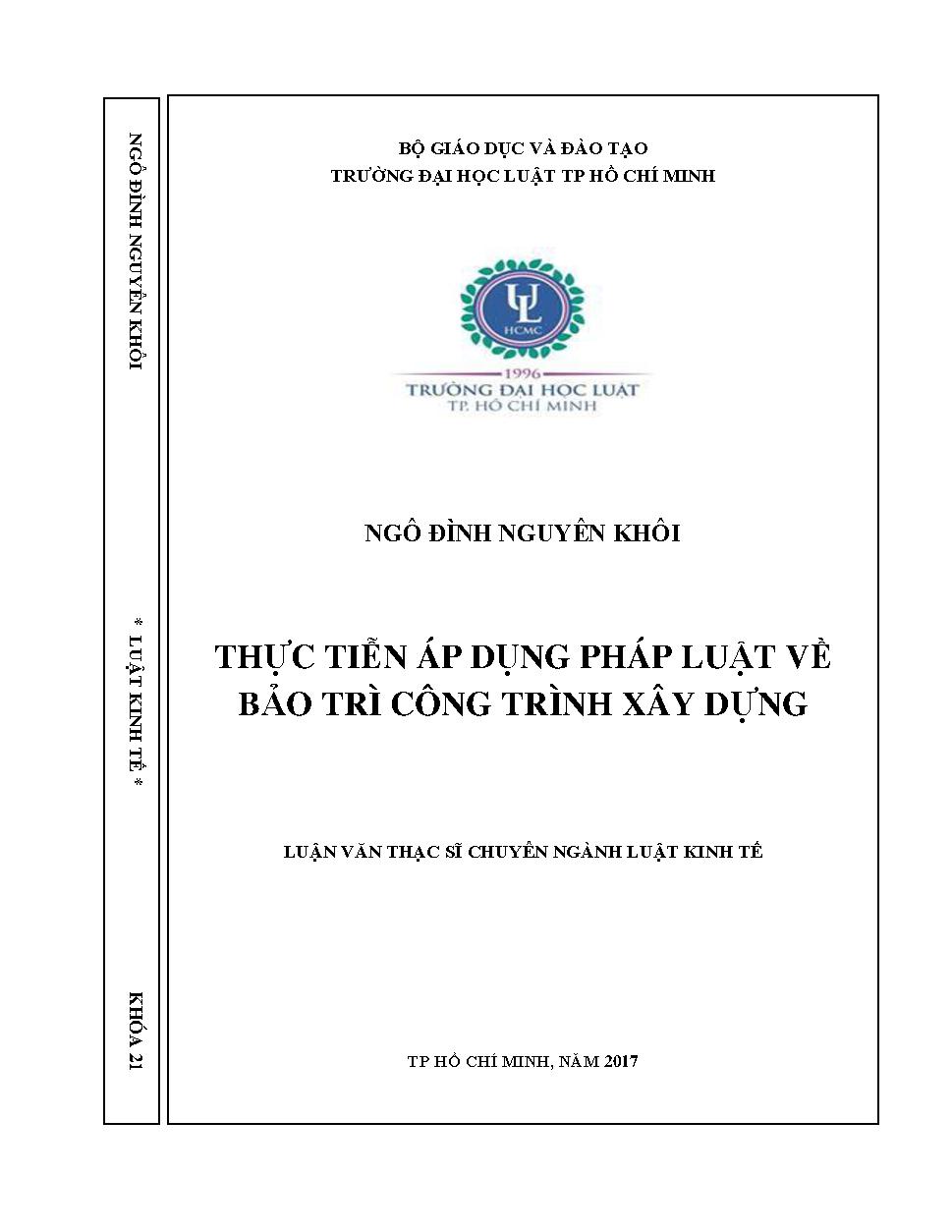 Thực tiễn áp dụng pháp luật về bảo trì công trình xây dựng