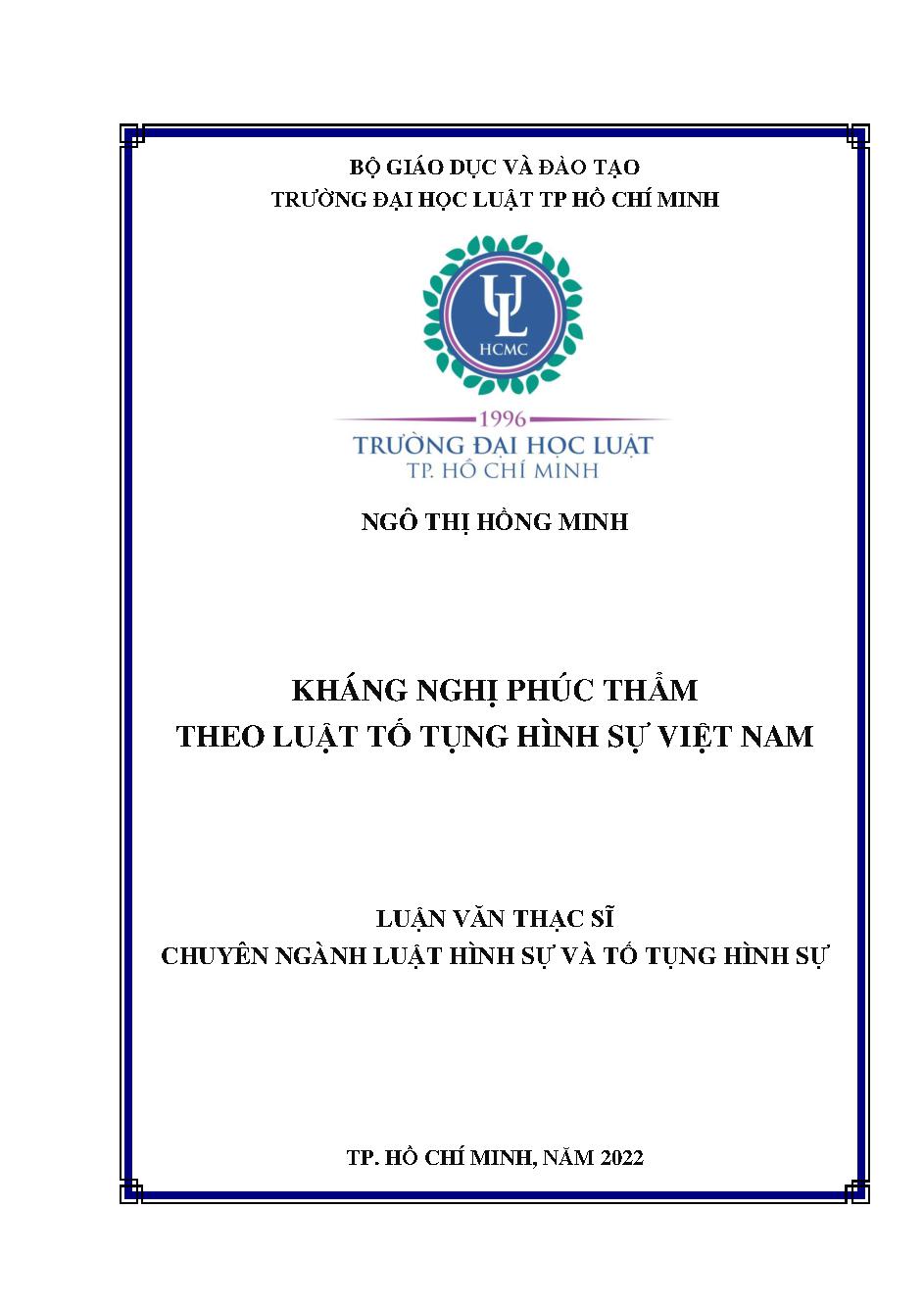 Kháng nghị phúc thẩm theo luật Tố tụng hình sự Việt Nam