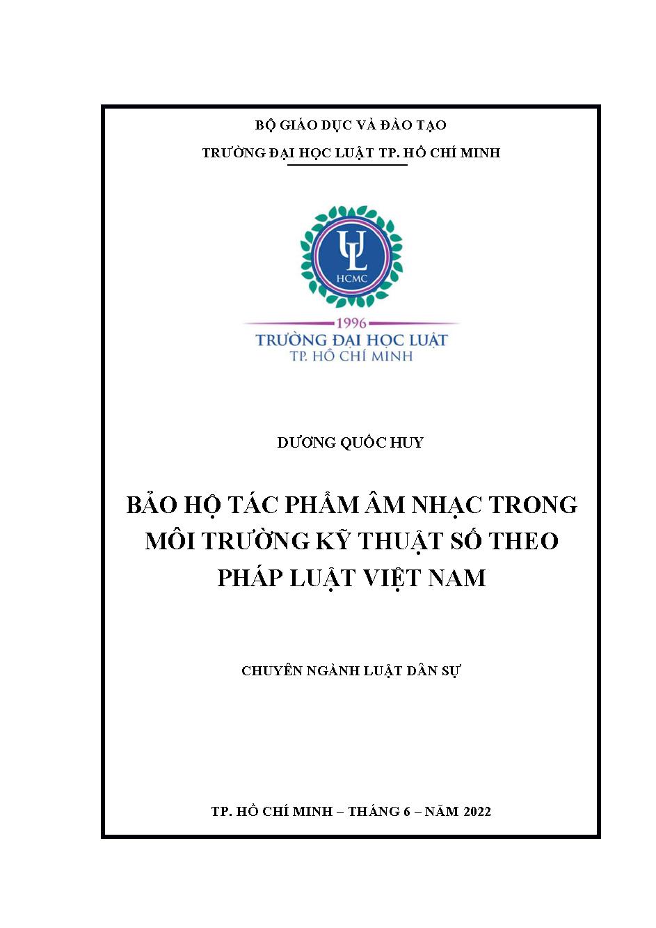 Bảo hộ tác phẩm âm nhạc trong môi trường kỹ thuật số theo pháp luật Việt Nam