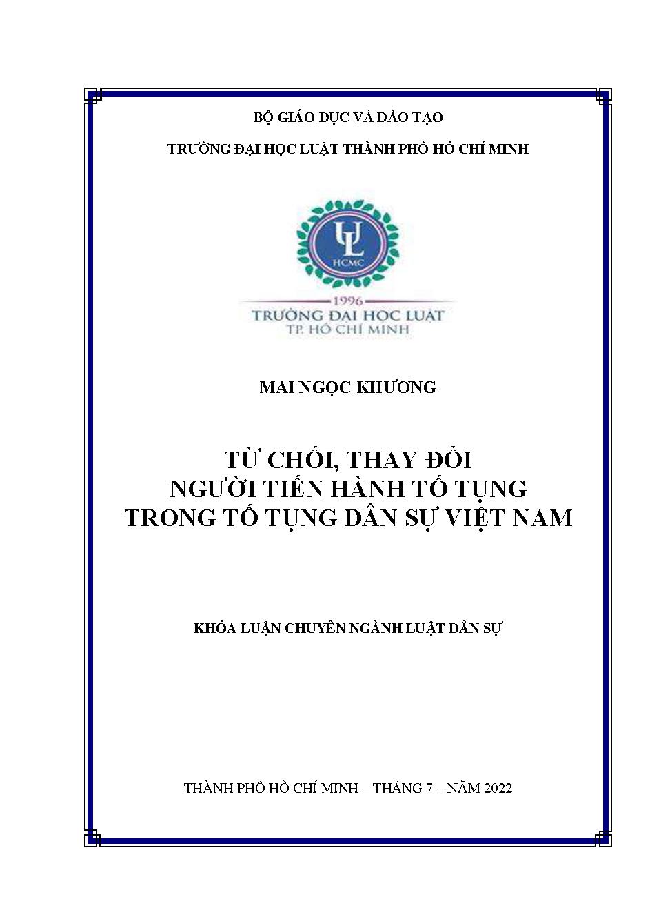 Từ chối, thay đổi người tiến hành tố tụng trong tố tụng dân sự Việt Nam