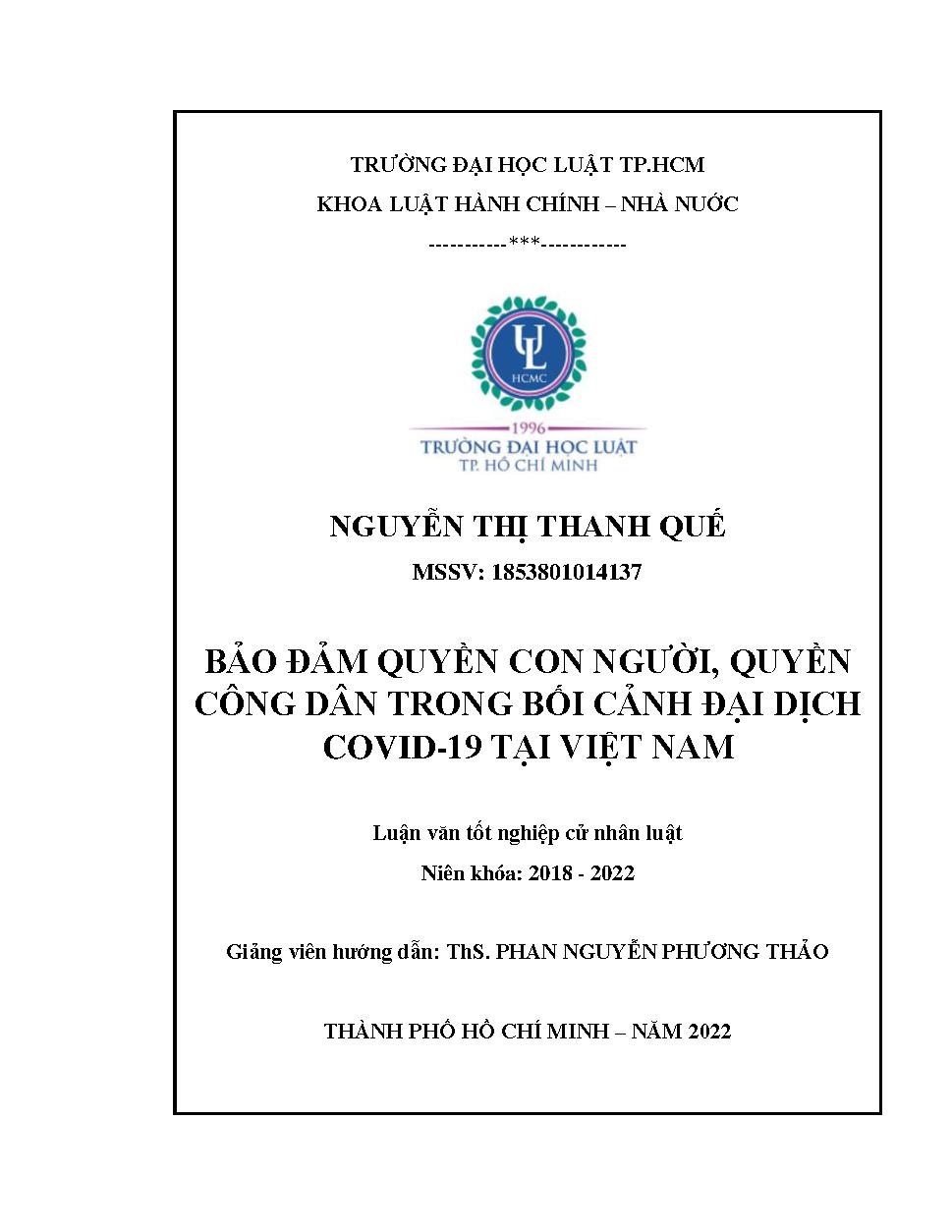 Bảo đảm quyền con người, quyền công dân trong bối cảnh đại dịch Covid-19 tại Việt Nam