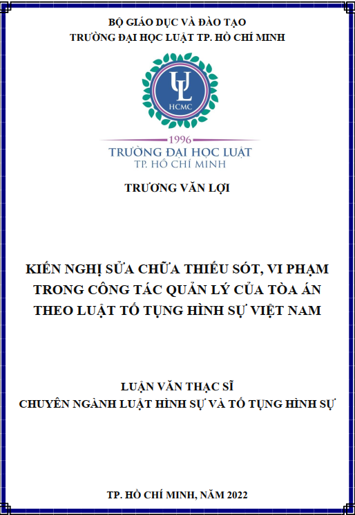 Kiến nghị sửa chữa thiếu sót, vi phạm trong công tác quản lý của tòa án theo luật tố tụng hình sự Việt Nam