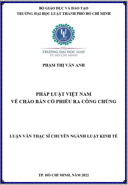 Pháp luật Việt Nam về chào bán cổ phiếu ra công chúng