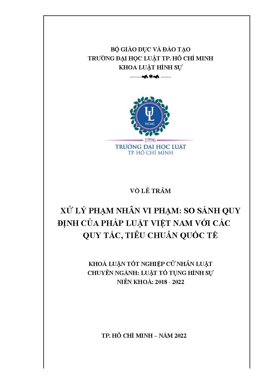 Xử lý phạm nhân vi phạm: So sánh quy định của pháp luật Việt Nam với các quy tắc, tiêu chuẩn quốc tế