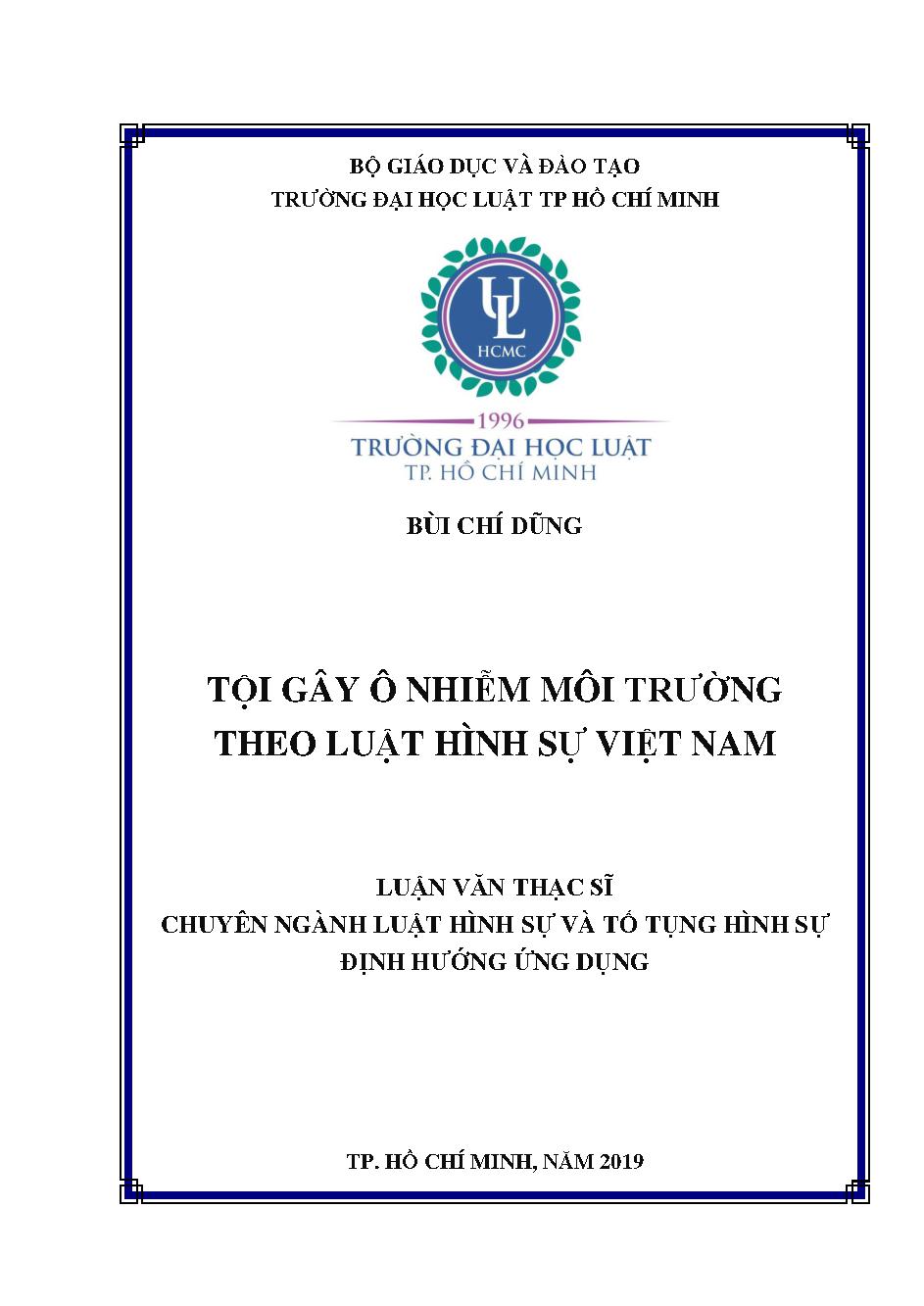 Tội gây ô nhiễm môi trường theo luật hình sự Việt Nam