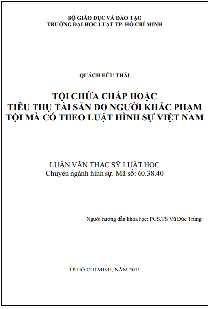 Tội chứa chấp hoặc tiêu thụ tài sản do người khác phạm tội mà có theo luật hình sự Việt Nam