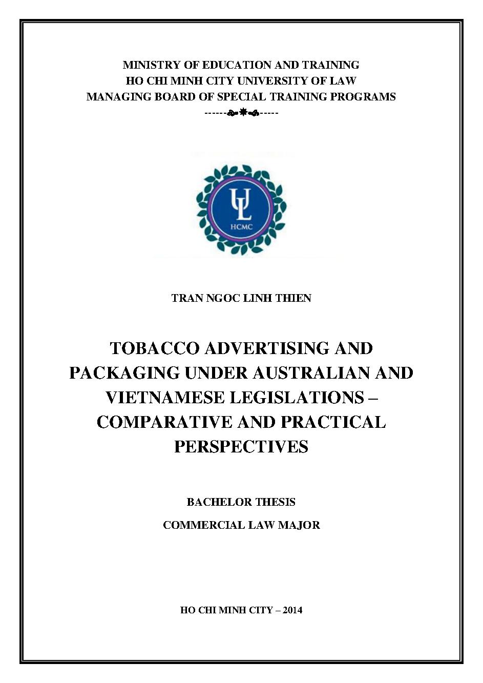 Tobacco advertising and packaging under Australian and Vietnamese legislations - comparative and practical perspectives