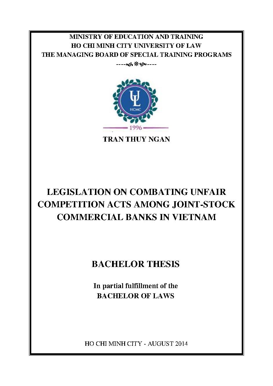 Legislation on combating unfair competition acts among joint-stock commercial banks in Vietnam