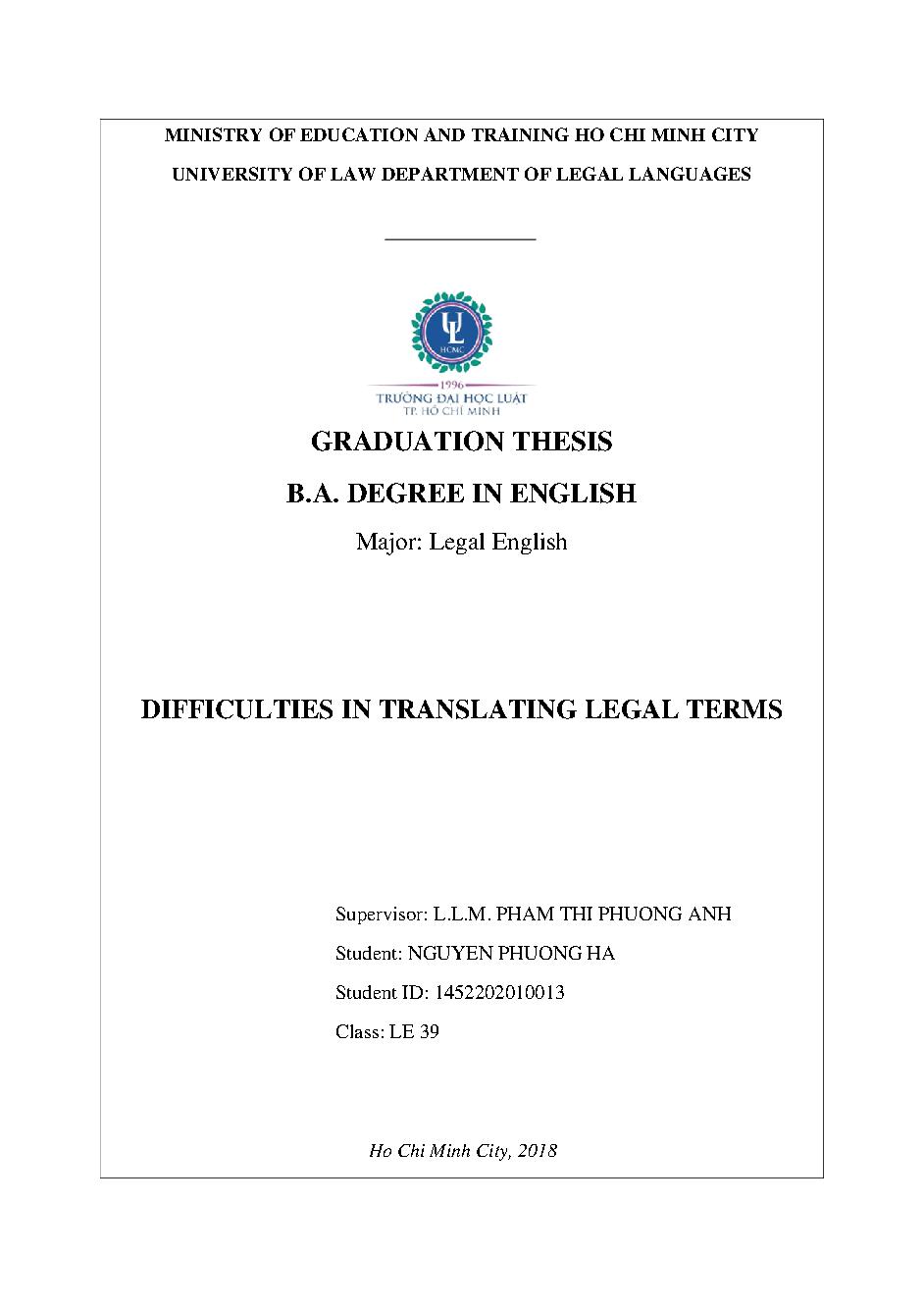 Difficulties in translating legal terms