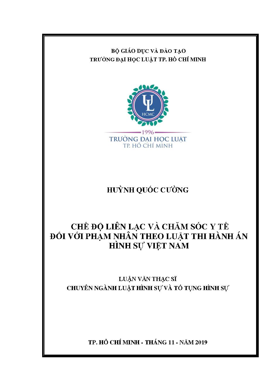 Chế độ liên lạc và chăm sóc y tế đối với phạm nhân theo luật thi hành án hình sự Việt Nam