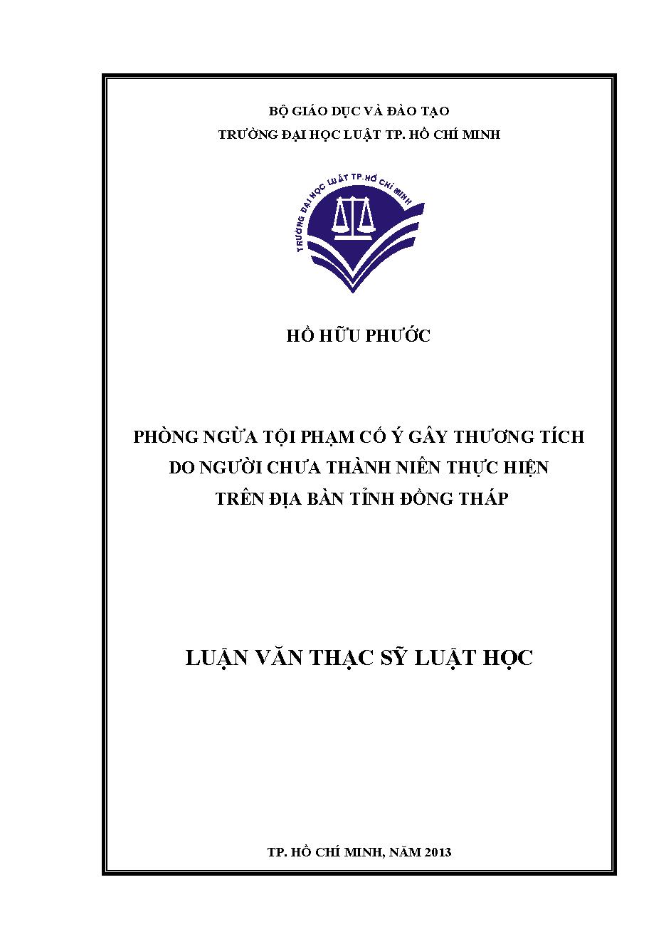 Phòng ngừa tội phạm cố ý gây thương tích do người chưa thành niên thực hiện trên địa bàn tỉnh Đồng Tháp