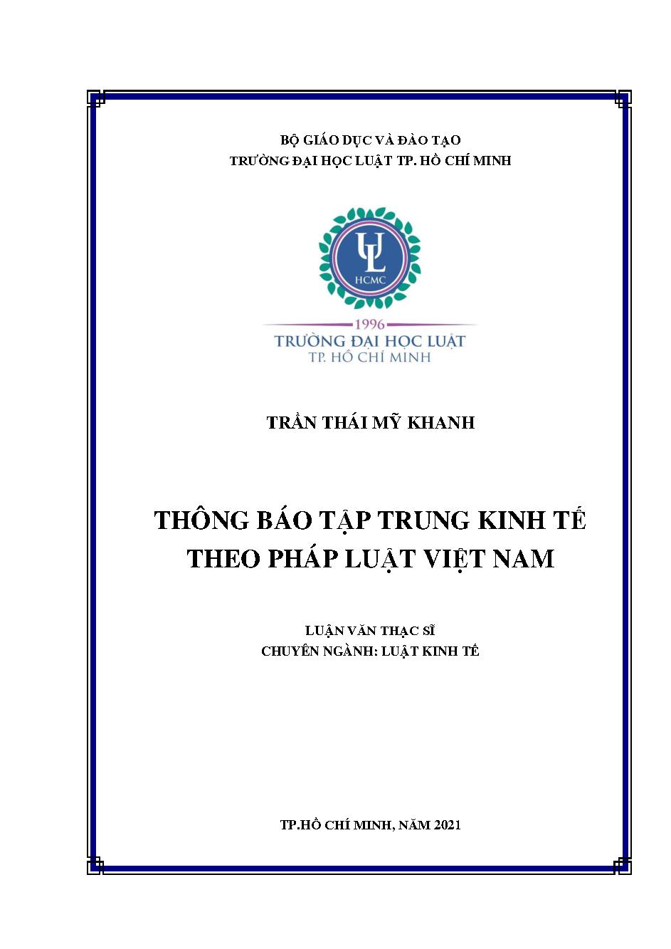 Thông báo tập trung kinh tế theo pháp luật Việt Nam