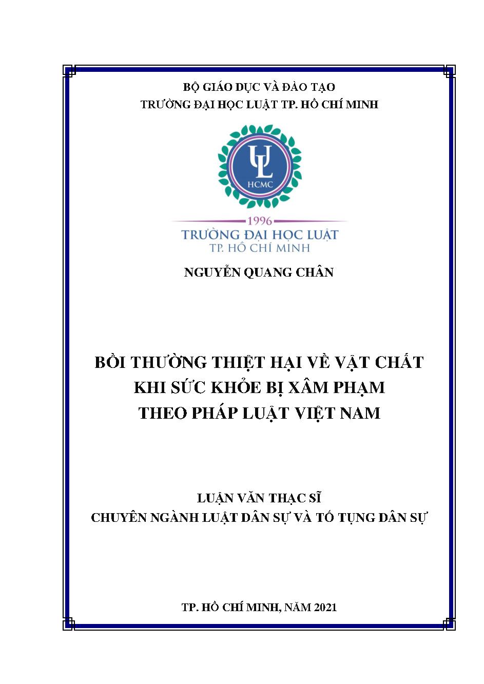 Bồi thường thiệt hại về vật chất khi sức khỏe bị xâm phạm theo pháp luật Việt Nam