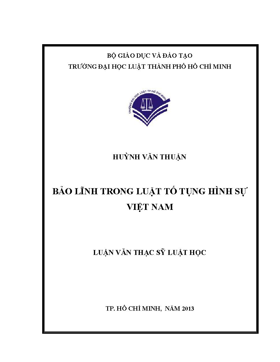 Bảo lĩnh trong luật tố tụng hình sự Việt Nam