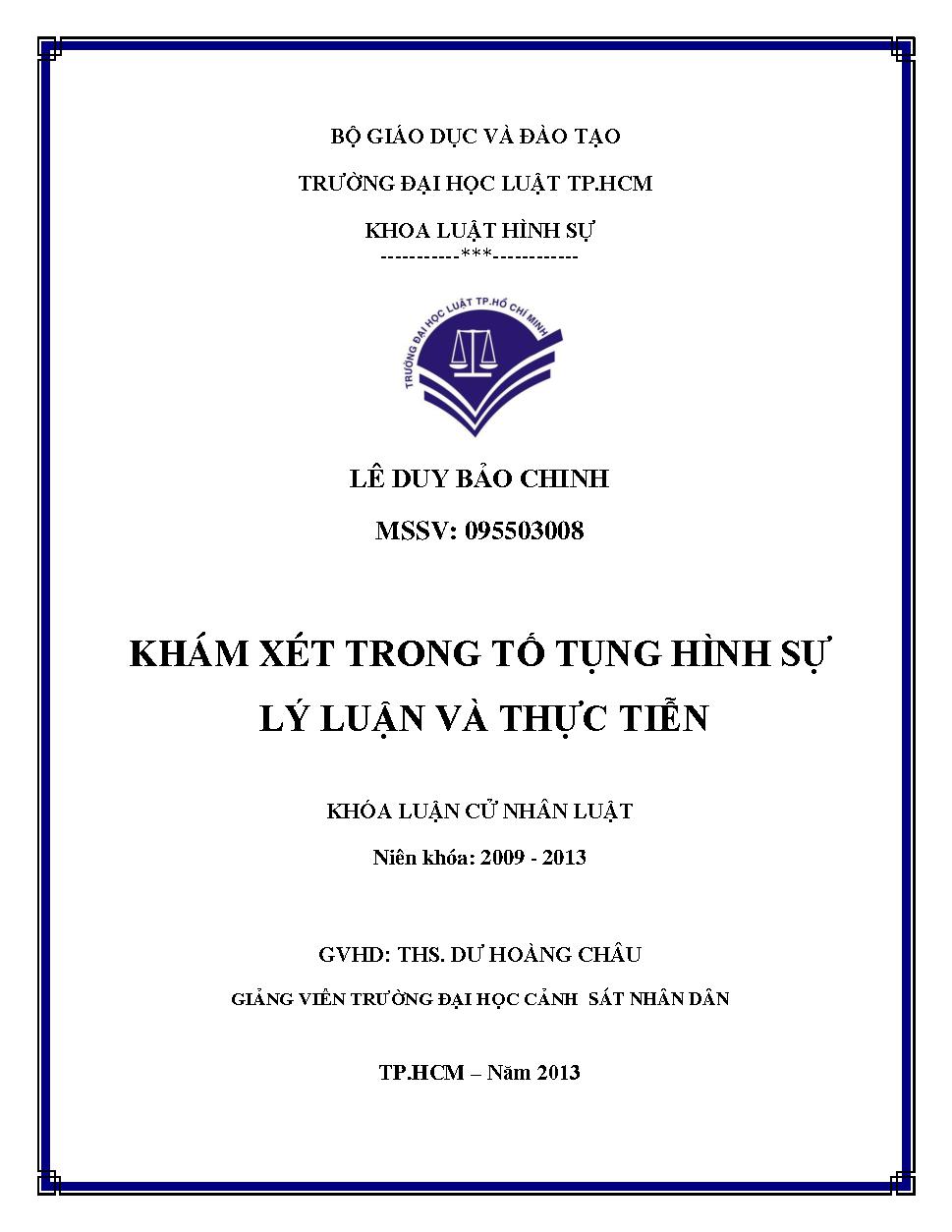 Khám xét trong tố tụng hình sự - Lý luận và thực tiễn