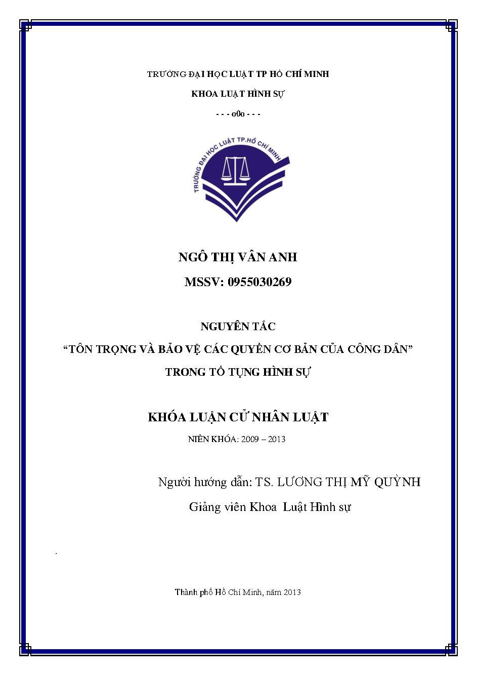 Nguyên tắc "tôn trọng và bảo vệ các quyền cơ bản của công dân" trong tố tụng hình sự