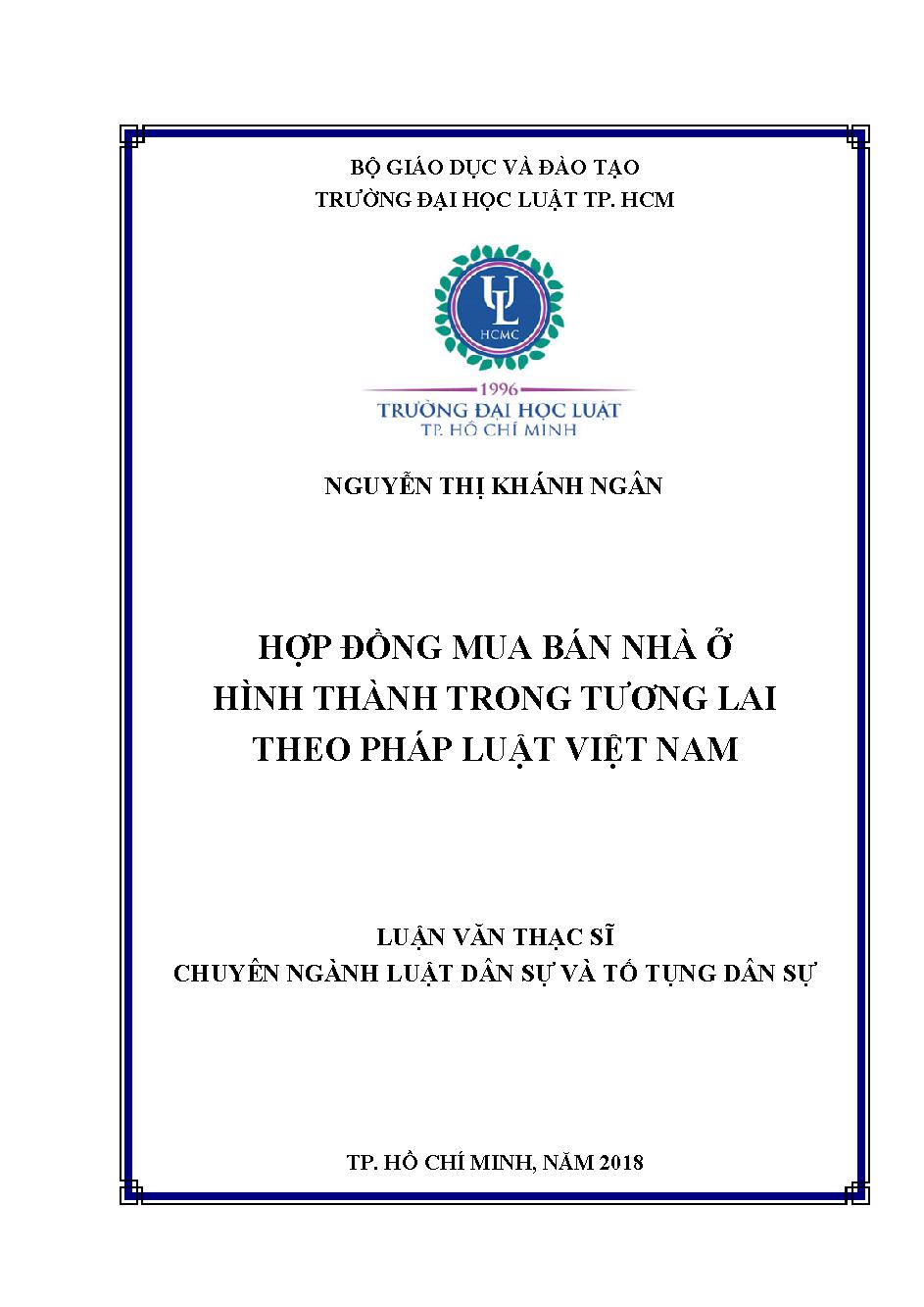 Hợp đồng mua bán nhà ở hình thành trong tương lai theo pháp luật Việt Nam