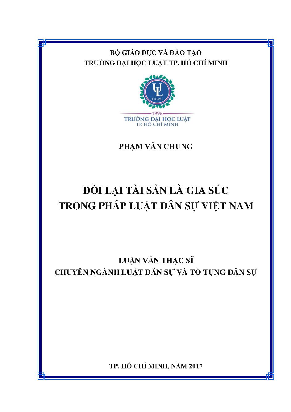 Đòi lại tài sản là gia súc trong pháp luật dân sự Việt Nam