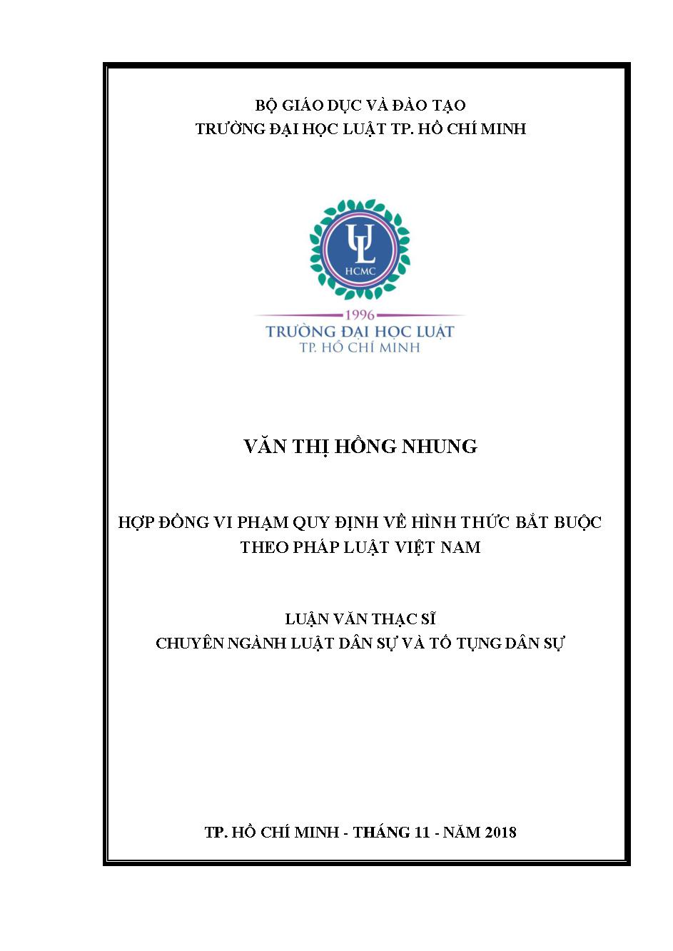 Hợp đồng vi phạm quy định về hình thức bắt buộc theo pháp luật Việt Nam