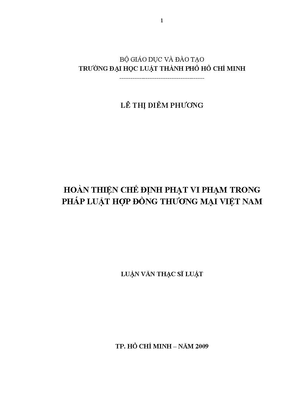 Hoàn thiện chế định phạt vi phạm trong pháp luật hợp đồng thương mại Việt Nam