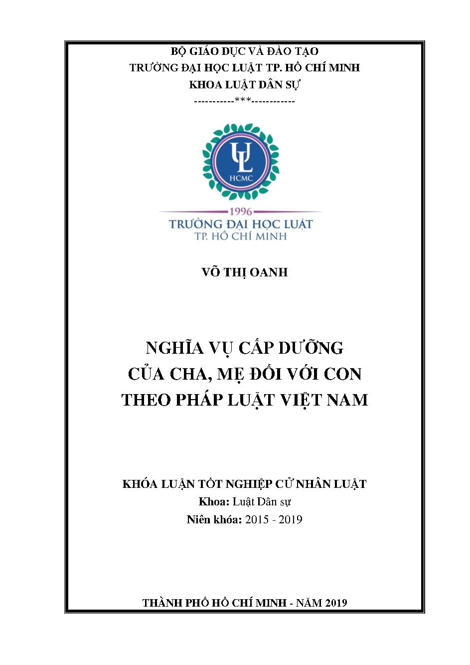 Nghĩa vụ cấp dưỡng của cha, mẹ đối với con theo pháp luật Việt Nam