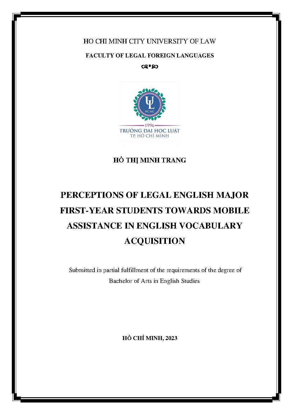Legal English students’ perceptions towards mobile learning in vocabulary acquisition